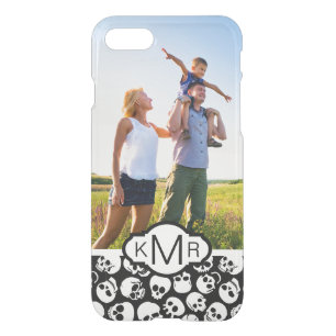 Custom Photo & Monogram Skulls in Black Pattern iPhone SE/8/7 Case