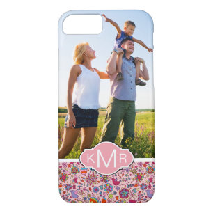 Custom Photo & Monogram Spring flowers pattern iPhone 8/7 Case