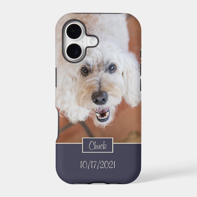 Custom Photo Monogram Stylish Blue Case-Mate iPhone Case (Back)