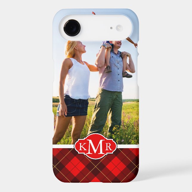Custom Photo & Monogram Wallace tartan background Case-Mate iPhone Case (Back)