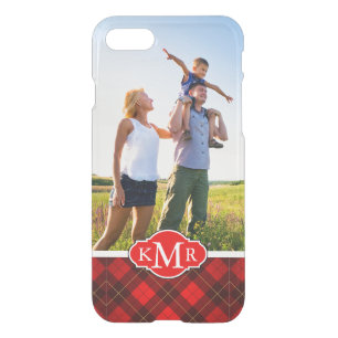 Custom Photo & Monogram Wallace tartan background iPhone SE/8/7 Case