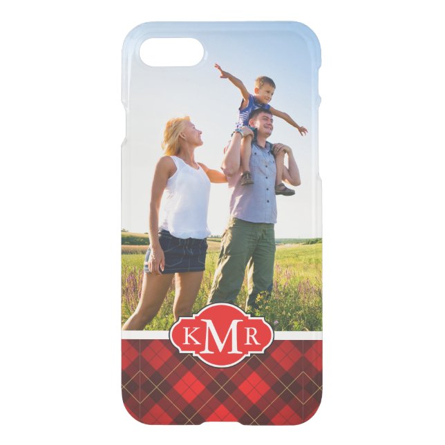 Custom Photo & Monogram Wallace tartan background Uncommon iPhone Case (Back)