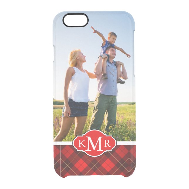 Custom Photo & Monogram Wallace tartan background Uncommon iPhone Case (Back)