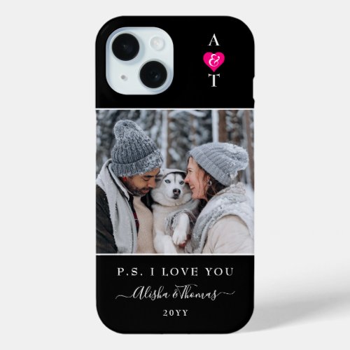 Custom Photo  Monogram WeddingEngagement iPhone 15 Case