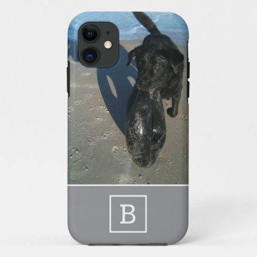 Custom Photo Monogrammed Initial Modern Gray Cute iPhone 11 Case