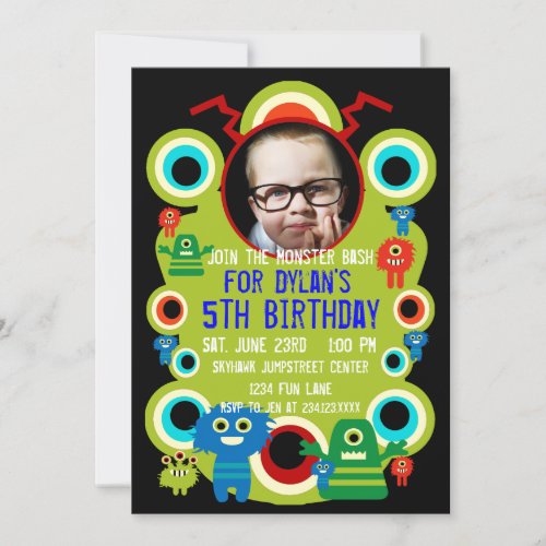 Custom Photo Monster Birthday Party Invitations