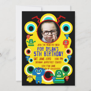 Custom Photo Monster Birthday Party Invitations