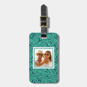 Custom Photo Monstera Tropical Leaf Pattern Luggage Tag