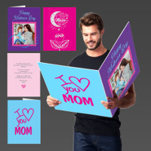 Custom Photo Mother’s Day Card Large Modern Purple