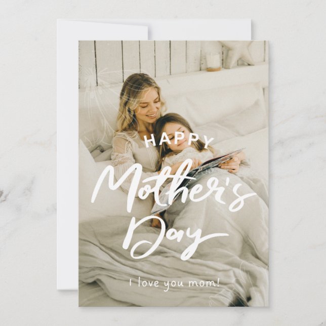 Custom Photo Mothers Day Love You Mom Card (Front)