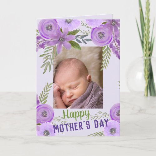 Custom Photo  Mothers Day Violet Lavender  Card