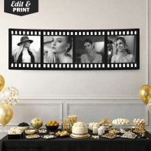 Custom Photo Movie Strip Banner, Hollywood Party 