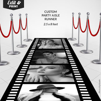 Custom Photo Movie Strip Carpet, Hollywood Party Runner