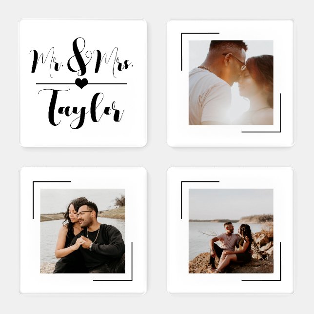 Custom Photo Mr and Mrs Coaster Set (Set)
