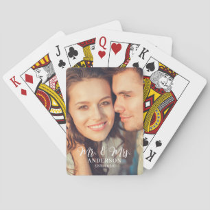 Custom Photo Mr. and Mrs. Newlyweds Poker Cards