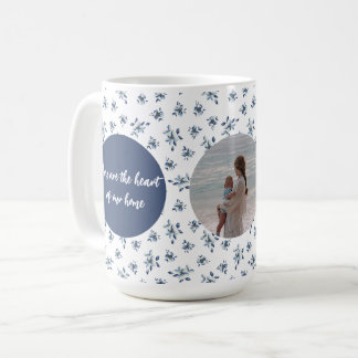 Custom Photo Mug with Blue Flowers | Personalized