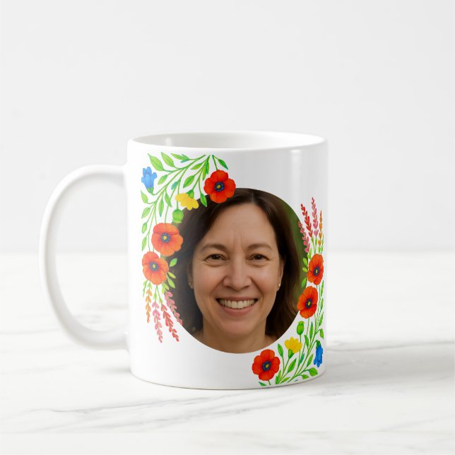 Custom Photo Mug with Floral Design Gift For Mom (Left)