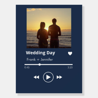 Custom photo music modern couples blue wedding foam board