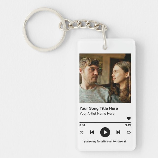 Custom Photo Music Player Personalized Song Gift Keychain (Front)