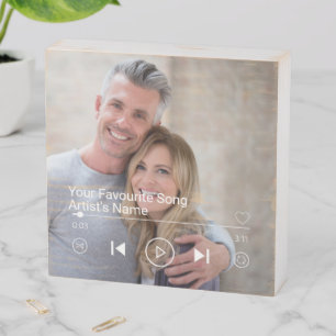 Custom Photo & Music Playlist Wooden Box Sign