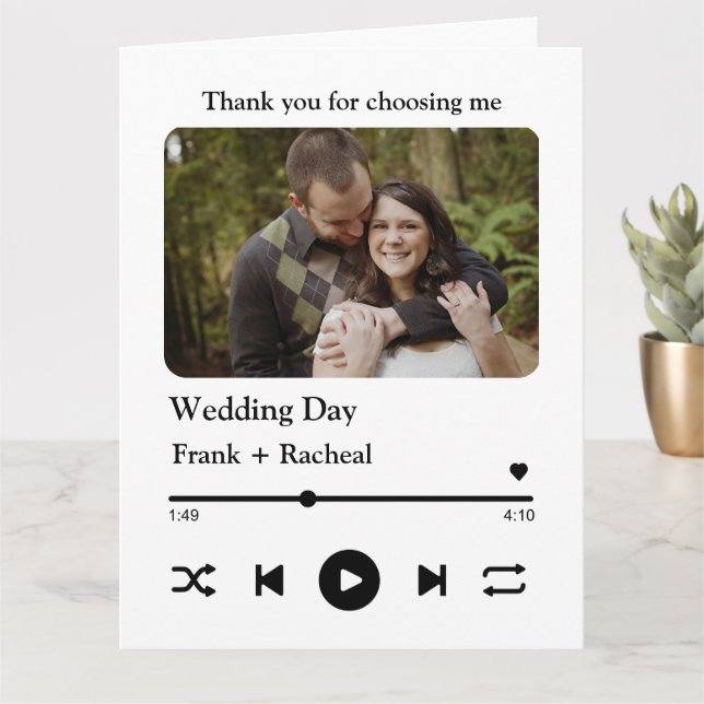 Custom photo music song playlist for couples card (Small Plant)