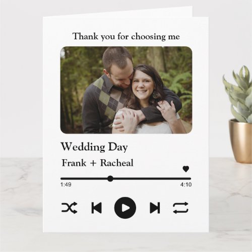 Custom photo music song playlist for couples card