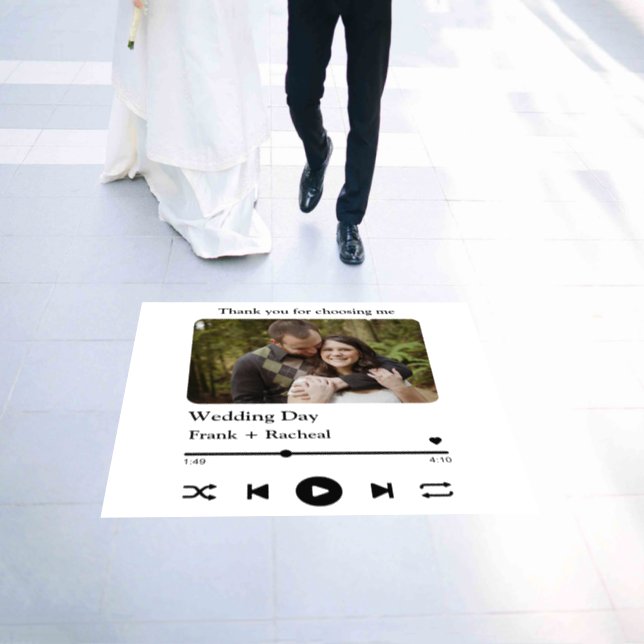 Custom photo music song playlist for couples floor decals (Wedding)