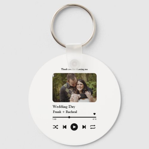 Custom photo music song playlist for couples keychain