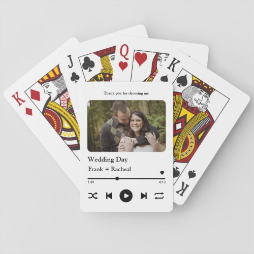 Custom photo music song playlist for couples poker cards