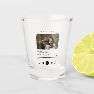 Custom photo music song playlist for couples shot glass