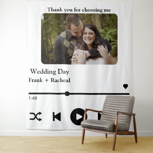 Custom photo music song playlist for couples tapestry