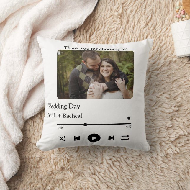 Custom photo music song playlist for couples throw pillow (Blanket)