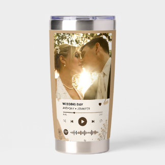 Custom Photo Music Wildflower Wedding Day Gift Insulated Tumbler