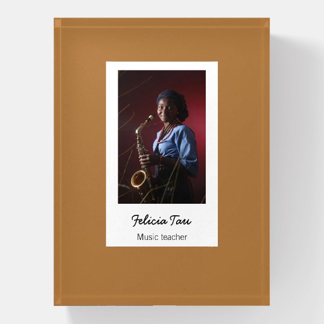 Custom photo musician brown paperweight (Vertical)