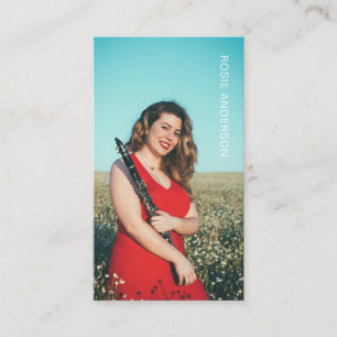 Custom Photo Musician QR Code Blush Pink Business Card
