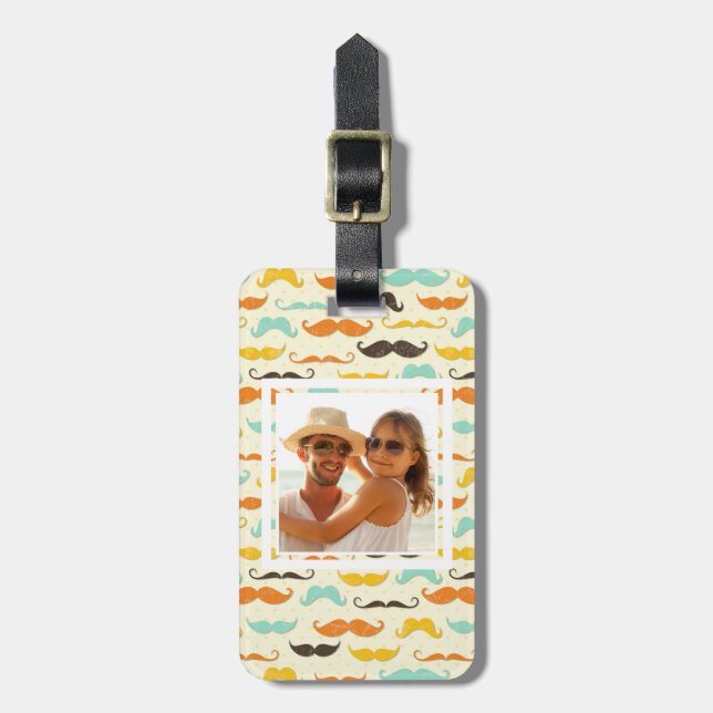 Custom Photo Mustache pattern 3 Luggage Tag (Front Vertical)