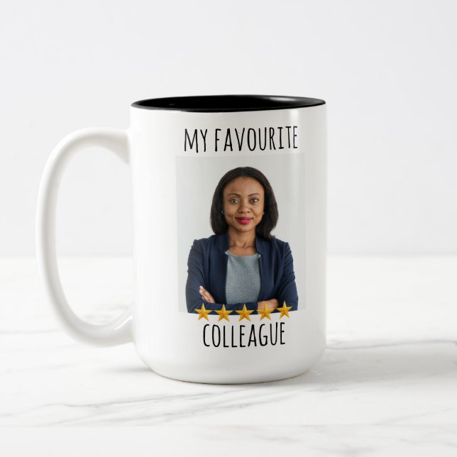 Custom Photo My Favourite Colleague 5 Star Two-Tone Coffee Mug (Left)