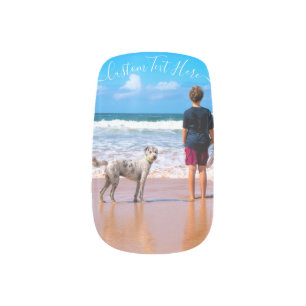 Custom Photo Nail Art with Your Pet Photo and Text