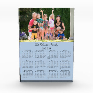 Custom Photo Name 2025 Calendar Light Blue Desk Acrylic Award