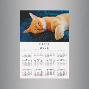 Custom Photo Name 2026 Calendar Magnet