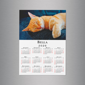 Custom Photo Name 2026 Calendar Magnet