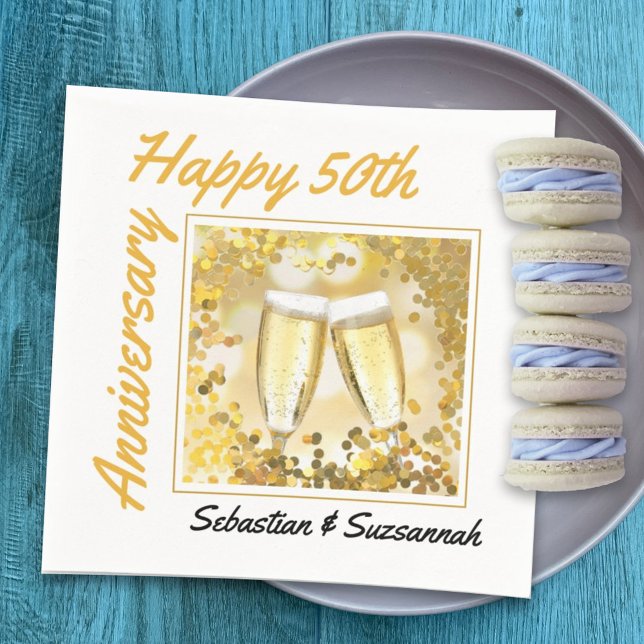 Custom Photo & Name 50th Wedding Anniversary Party Napkins (Creator Uploaded)