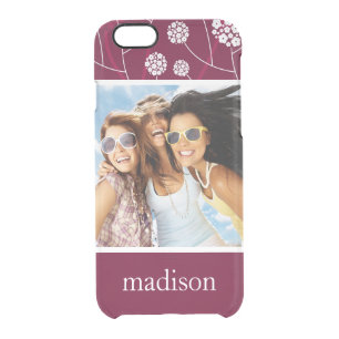Custom Photo & Name Abstract floral pattern Clear iPhone 6/6S Case