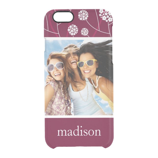 Custom Photo & Name Abstract floral pattern Uncommon iPhone Case (Back)