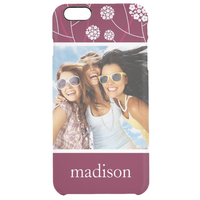 Custom Photo & Name Abstract floral pattern Uncommon iPhone Case (Back)