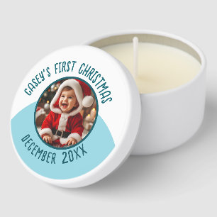 Custom Photo Name add Year Baby's First Christmas Mini Candle Favors