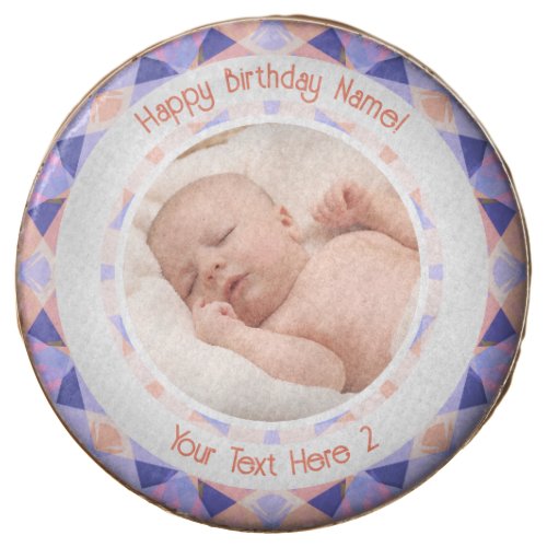 Custom Photo Name Age Pink Purple Birthday Star Chocolate Covered Oreo