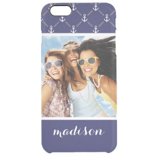 Custom Photo & Name Anchor pattern Clear iPhone 6 Plus Case