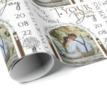 Custom Photo Name And Date Stylish Floral Wedding Wrapping Paper<br><div class="desc">This wrapping paper is designed with the Couple's photo and Text. Looks very stylish! You can easily personalize this gift wrapping by changing the Name, date, and photo. Create one for your friends and family's wedding Gift today! For further customization, please click the "customize further" link and use our design...</div>