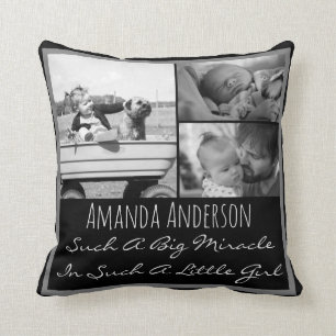 Custom photo name and quote throw pillow